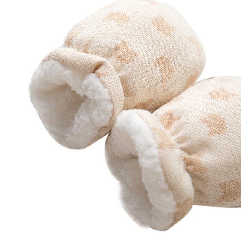 Autumn Winter Infant Baby Cotton Thicken Warm Gloves Cute Cartoon Fleece Comfortable Newborn Mittens 0-12M