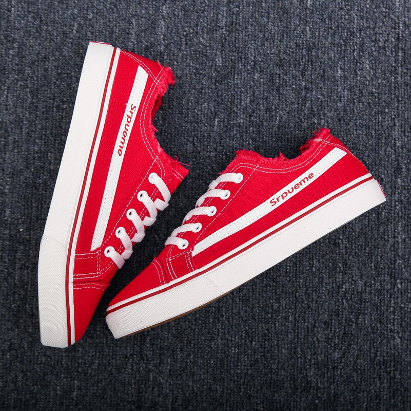 Canvas Shoes Men All-match Low Top Small White Shoes Comfort Light Lace Up Men Casual Shoes: red / 43