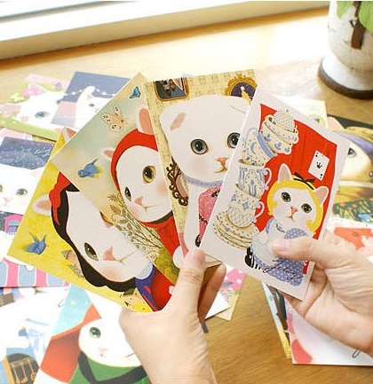 40pcs /set Pet cat series postcards birthday cards World Landscape greeting cards memo DIY stationery post card