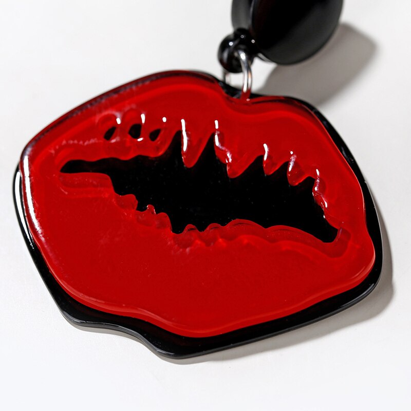 Labbra rosse acriliche strani orecchini esagerati bocca sexy orecchini grandi signore anca salto punk divertenti orecchini pendenti lunghi gioielli da donna