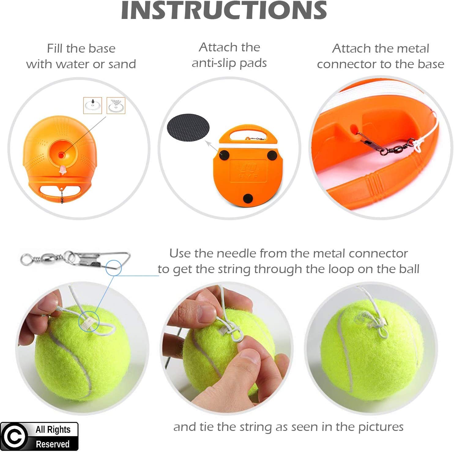 Automatic Tennis Ball Trainer Machine Rebound Ball Exercise Outdoor Sparring Device Set Tennis Practice Training Equipment