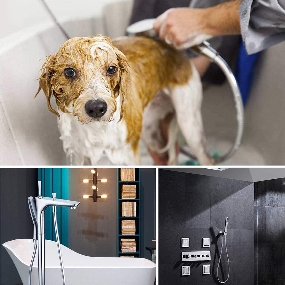 Badkamer Hand Held Lange Doucheslang Vervanging, 360 Graden Gratis Rotatie En Niet Kink Kraan Extension Black