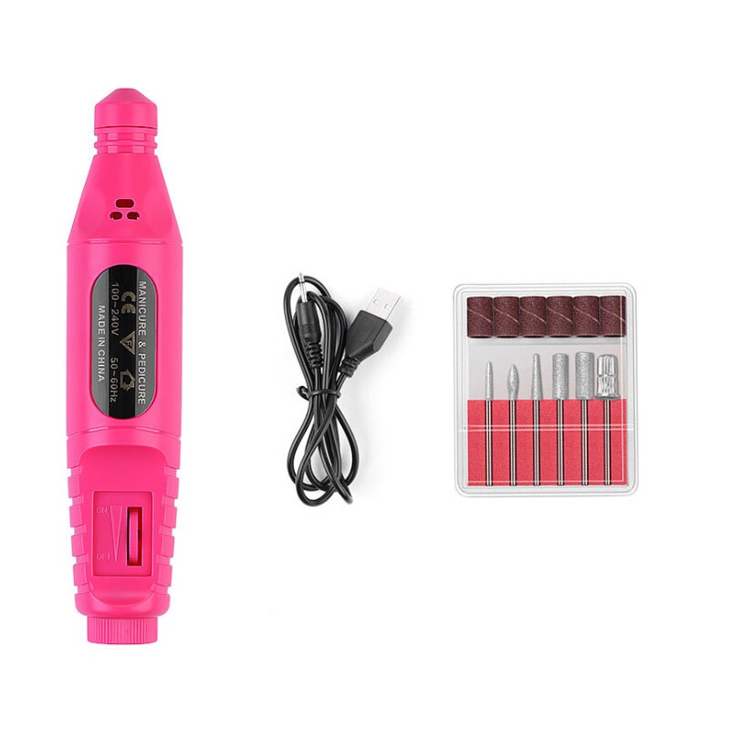 1 Set Electric Nail Drill Machine Manicure Machine Pedicure Drill Set Ceramic Nail File Nail Drill Equipment Tools: A pink