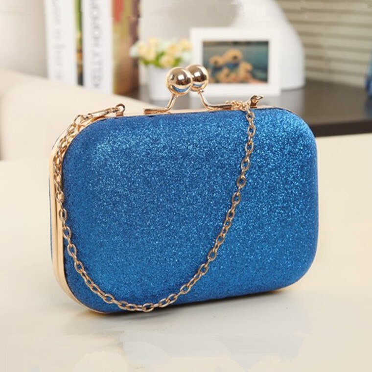 Bolso de mano Brillo de lentejuelas para mujer, Pochette lisa en color rosa y azul, para boda, banquete, , con asa: royal blue