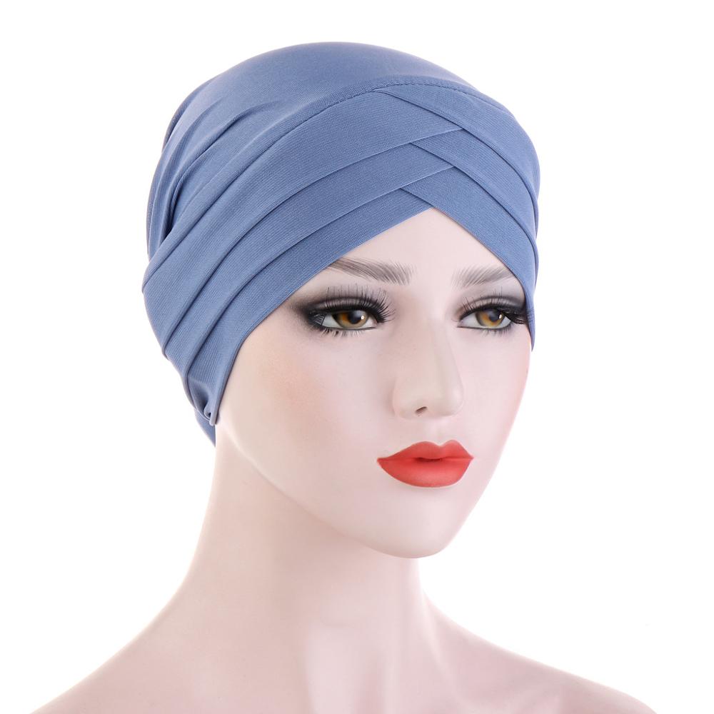 Front croisé Turban musulman couleur Pure coton extensible Hijabs intérieur pour casquettes prêt à porter femmes foulard sous Hijab Bonnet: 8