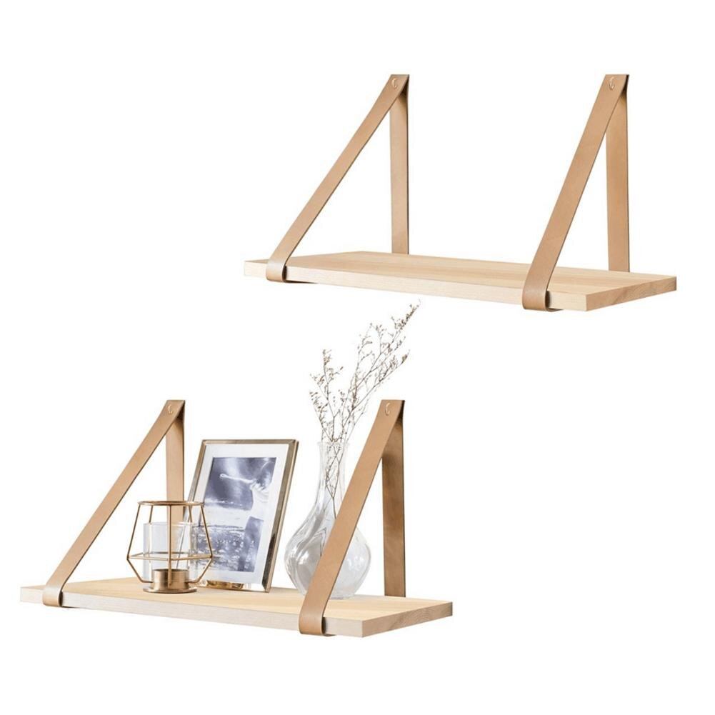 45Cm Houten Muur Plank Legplanken Swing Opknoping Touw Muur Decoratieve Voor Woonkamer Kantoor Slaapkamer