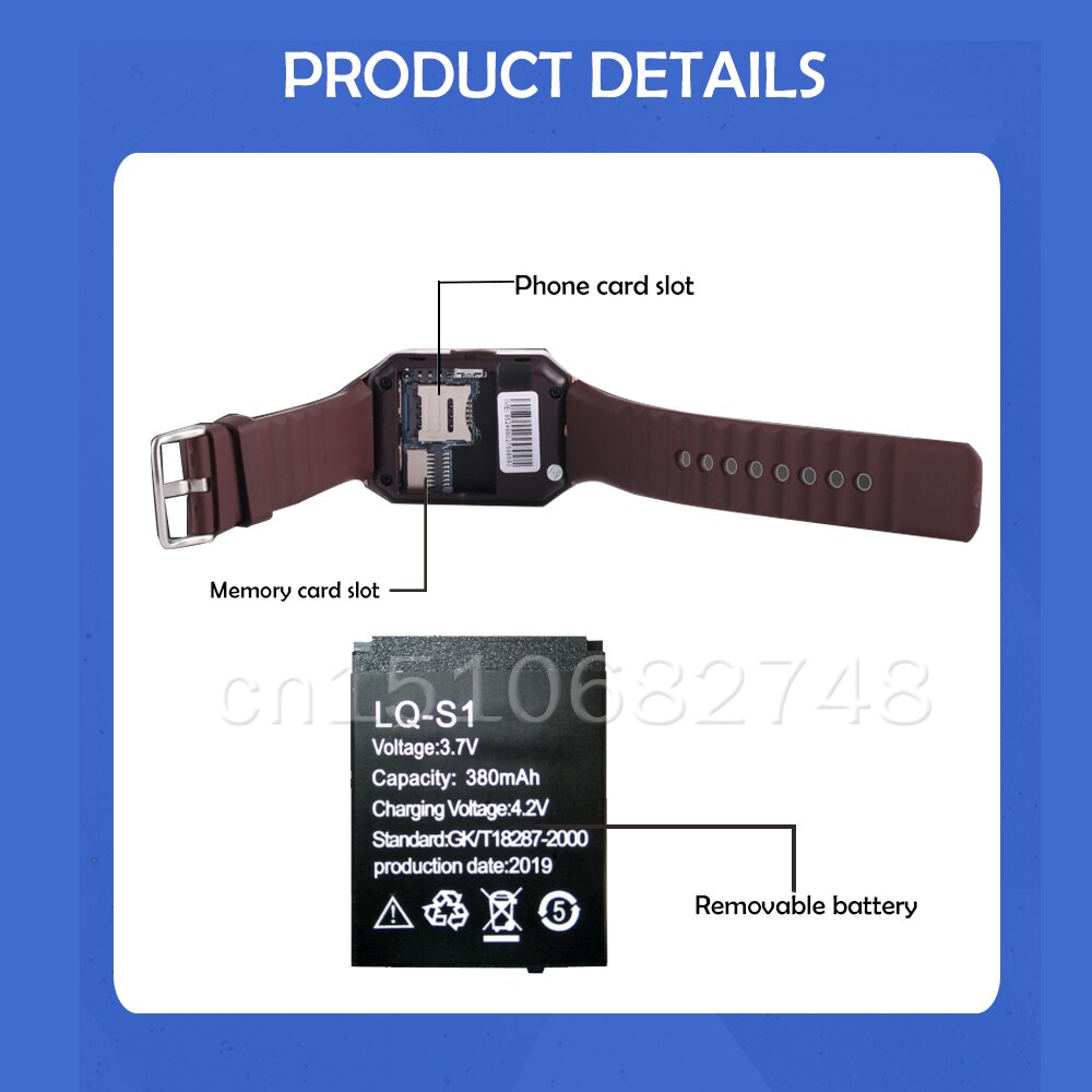 Batería de litio recargable para reloj inteligente, pila de LQ-S1 de 3,7 V y 380mAh para AB-S1 DJ-09 DZ09 GJD HKS-S1 FYM-M9 QW09 W8S