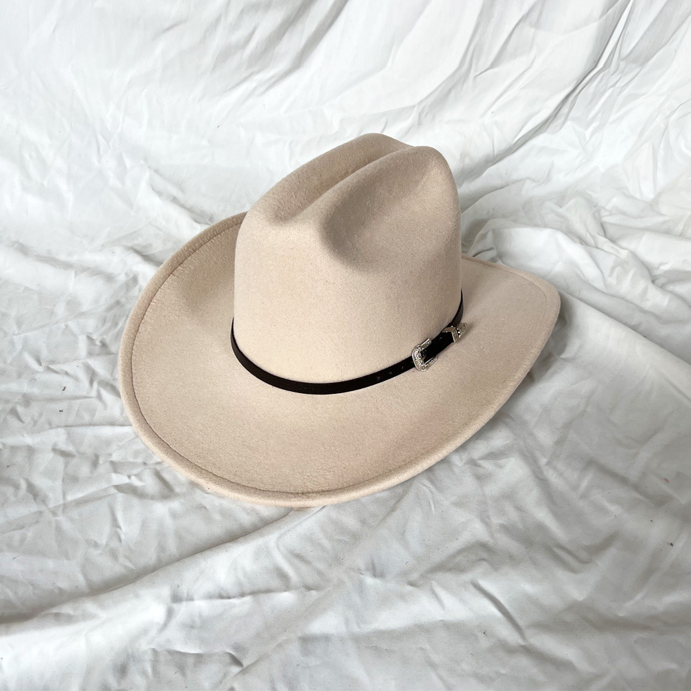 Novo chapéu de cowboy ocidental do vintage para cavalheiro masculino senhora jazz cowgirl com aba larga de couro cloche igreja sombrero hombre bonés: Bege
