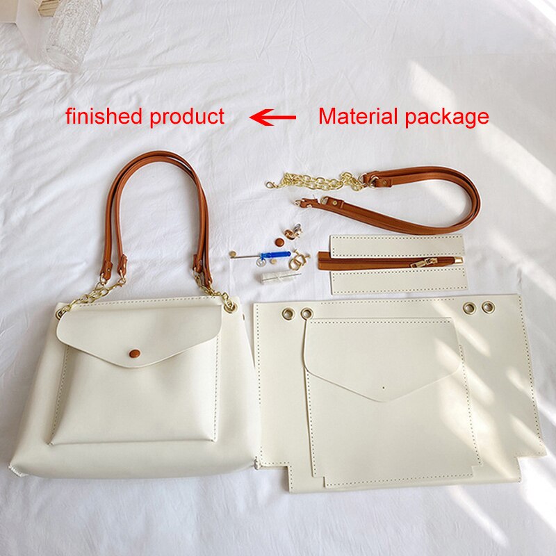 DIY Woven Bag Making Materials Package Tote Bag Shoulder Bag Handmade Kit Beginner Handcraft Sewing Accessories: White