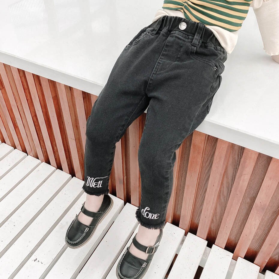 Jeans Für Mädchen knapp Kleinkind Mädchen Jeans Stickerei Jeans Mädchen lässig Stil Kleinkind Baby Mädchen Kleidung