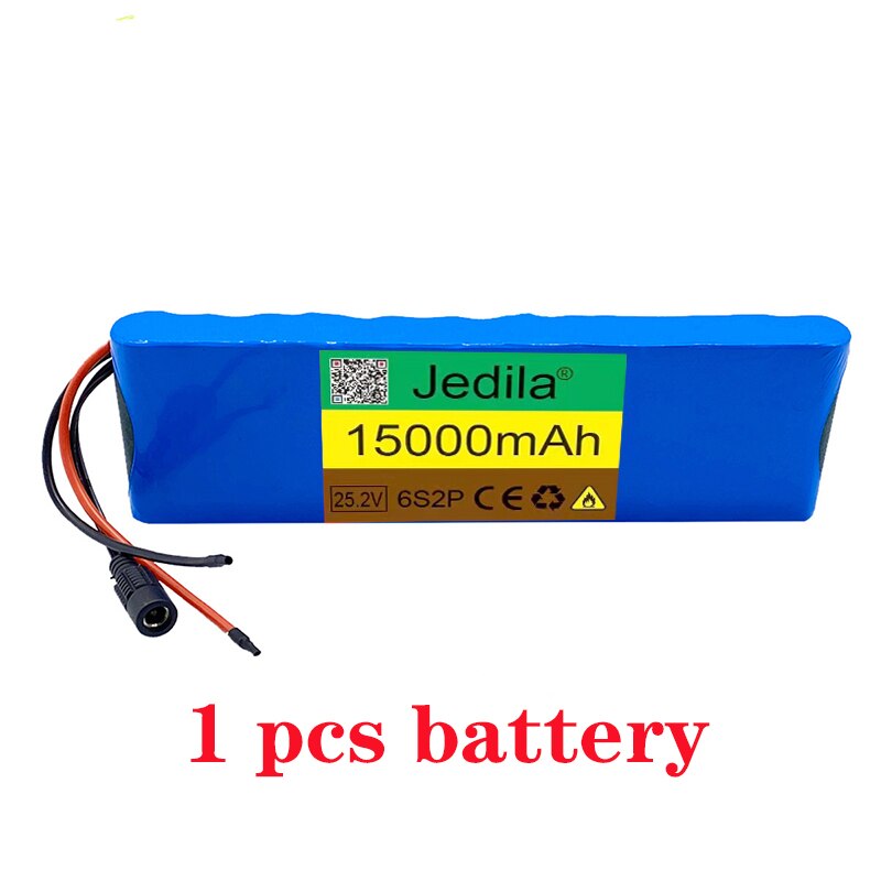 24V 15000mAh 6S 2P 18650 Lithium-Akku 25,2 V 15000mAh Mit BMS Für Elektrische Fahrrad Moped + 2A Batterien Ladegerät: 1 Stck Batterie