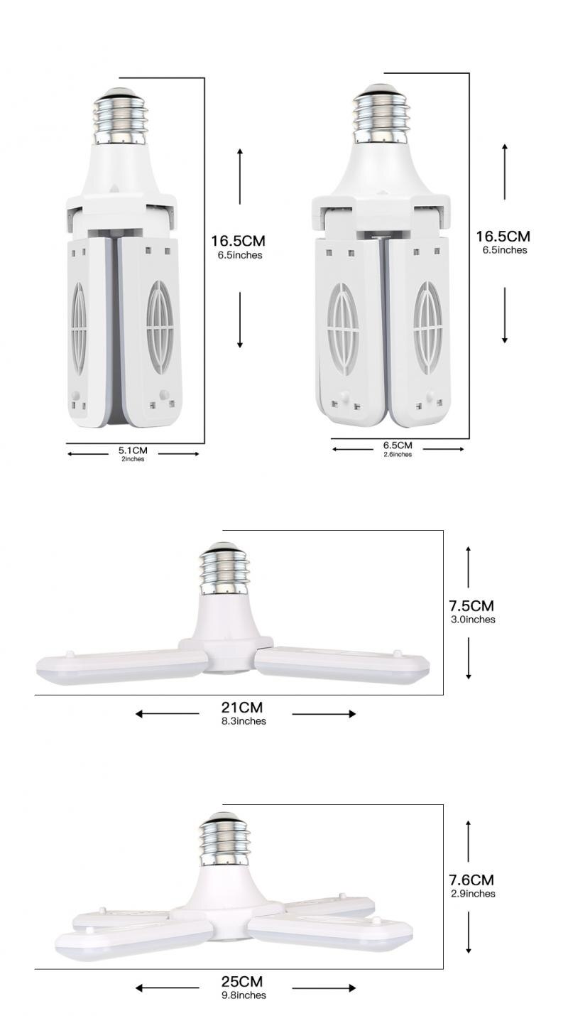 Led dobrável luz da garagem luminárias industriais deformable ventilador lâmina oficina lâmpadas quarto casa holofotes para sala de estar