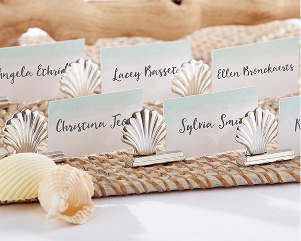 40pcs/lot Wedding accessory Silver Plated Shell Place Card Holder bachelor party Supplies Bachelorette favors