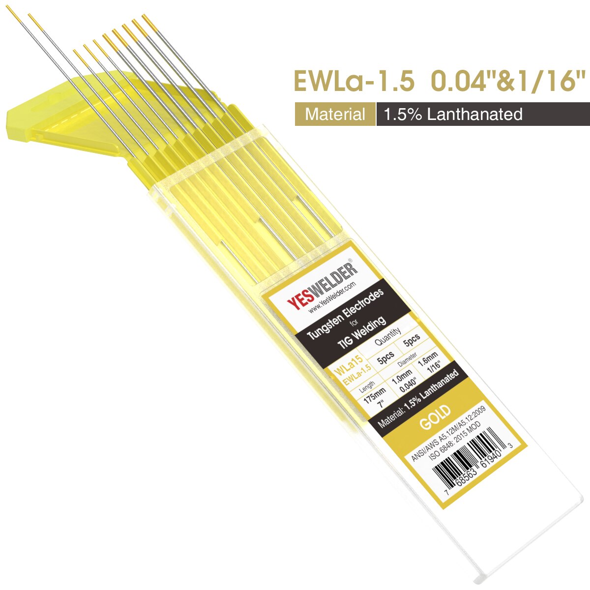 YESWELDER 175mm Tungsten Electrode Head Tungsten Needle/Wire for the TIG WSME Welding Machine: WL15-1.0-1.6