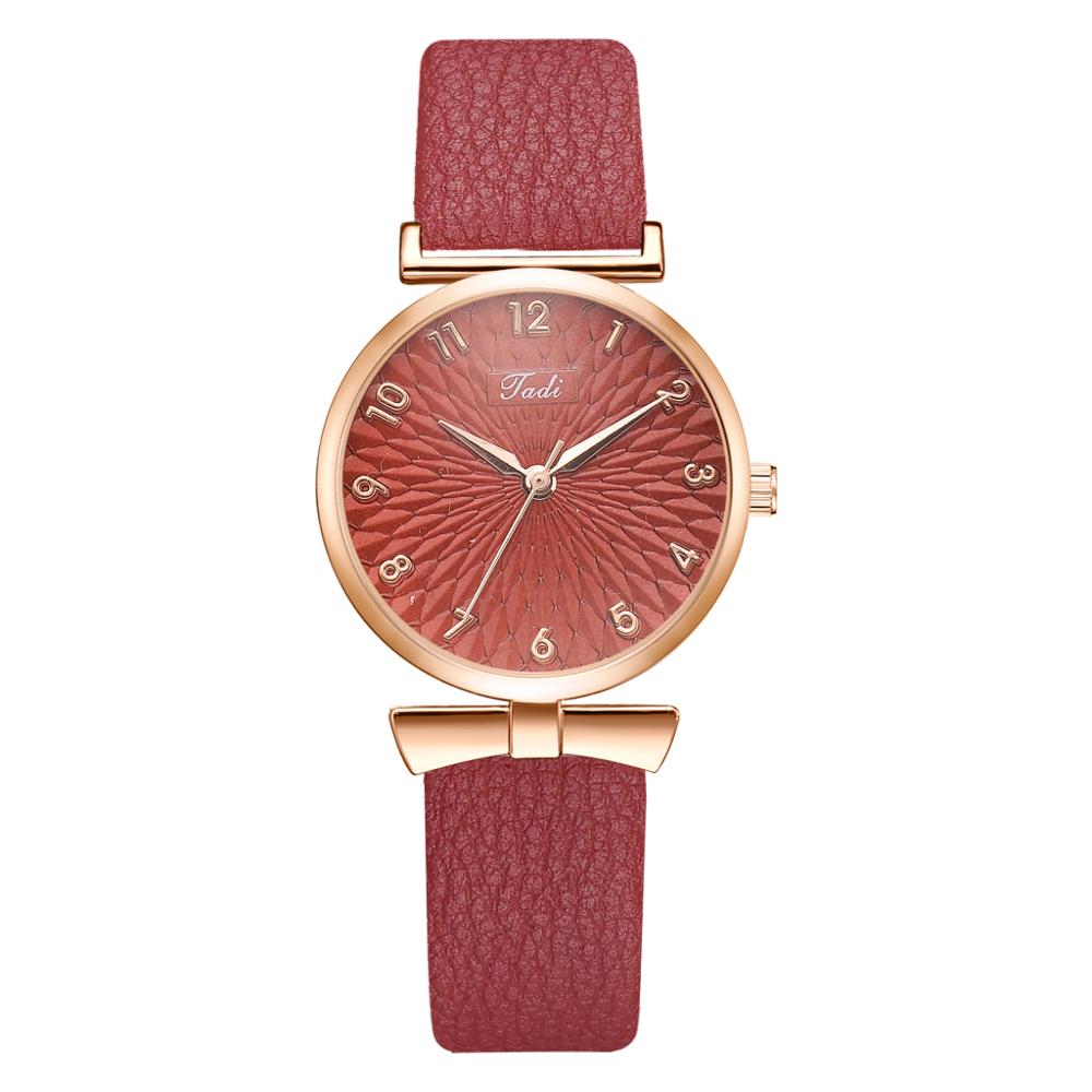 Vrouwen Horloges Armband Set Bloemen Dames Armband Horloge Casual Lederen Quartz Horloge 2 Stuks Set Klok Relogio Feminino: 1pc red