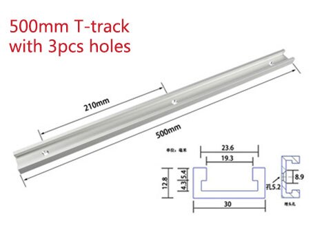 Aluminum alloy T-track groove beveled track and beveled slide and bevel bar slider table saw bevel gauge bar woodworking tool: 500mm Ttrack