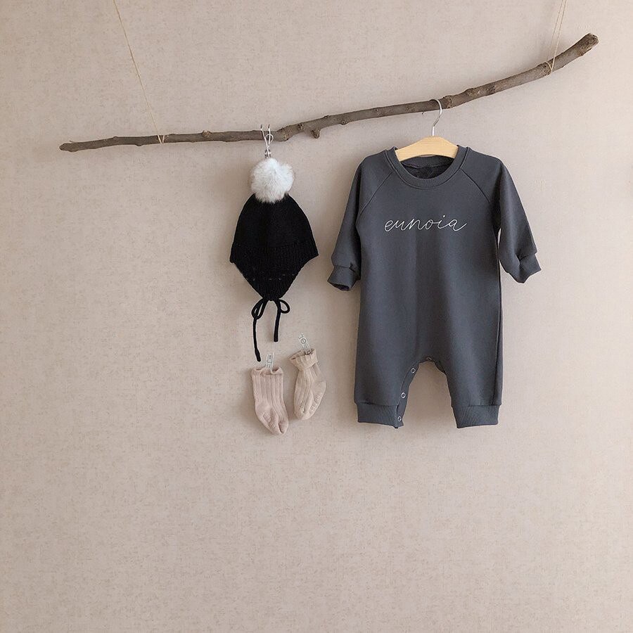 Polaire d'hiver pour enfants | Nouvelle lettre frontale coréenne imprimée simple, pour garçons et filles, longue rambarde, une pièce,