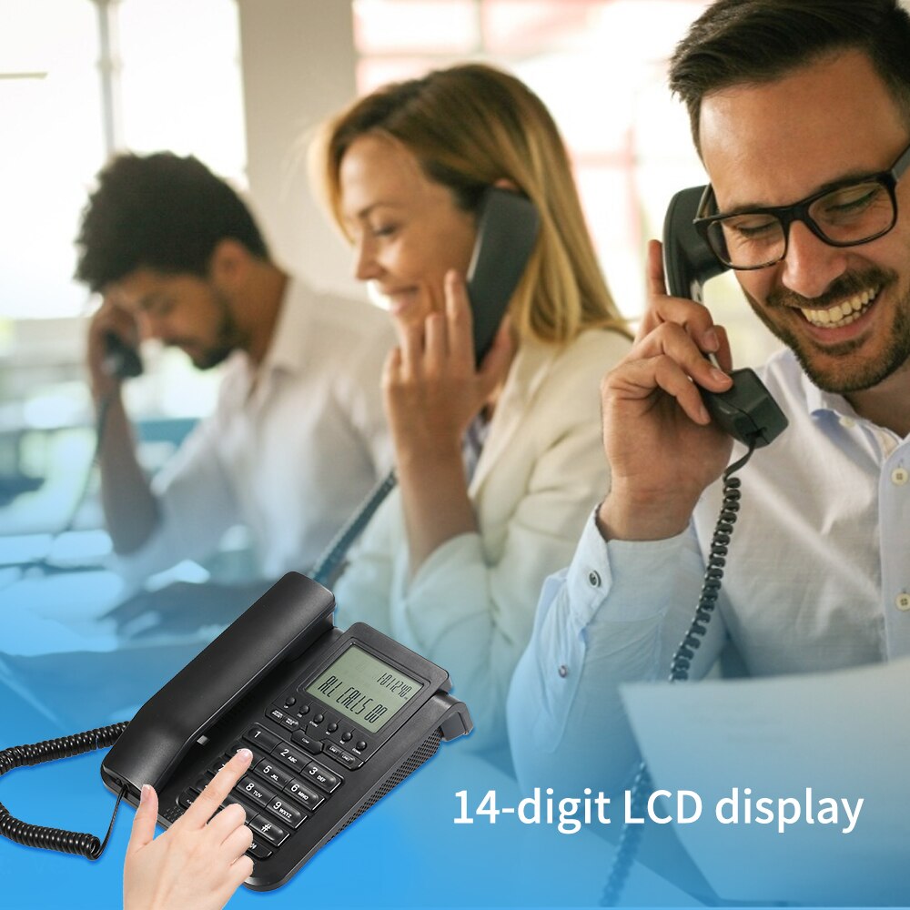 2-Line Digital Corded Telephone Desk Landline Phone with LCD Display Support 3-Way Conference Call/Redial/Auto-redial/Set/Memory