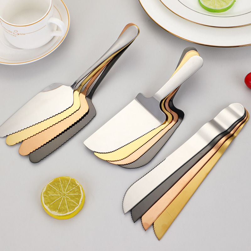 Outils à pâtisserie en acier inoxydable, ensemble de couteaux à pelle à gâteau de mariage, couteau à Pizza en or Rose, accessoires d'outils de cuisson, couteaux de cuisine 1 pièce