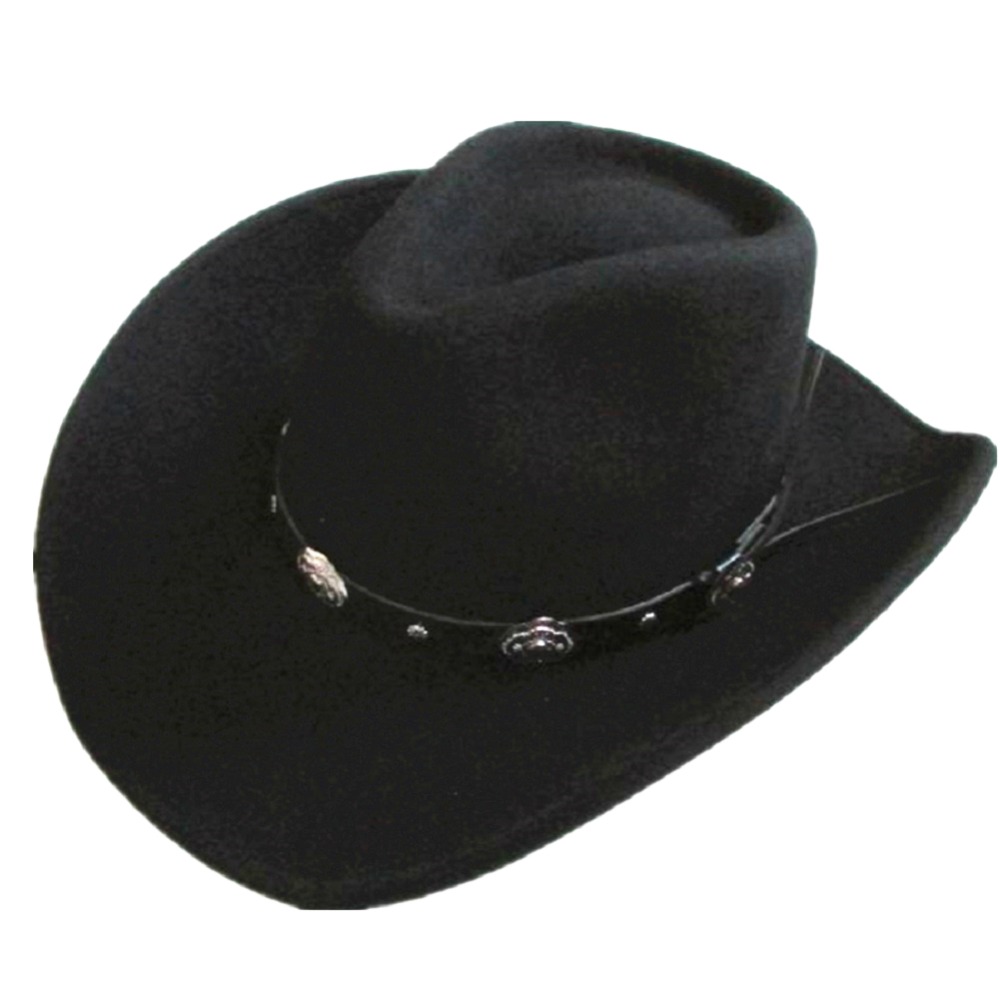Unisex Classic Hondo Kroon Zwarte Wol Cowboy Hoed