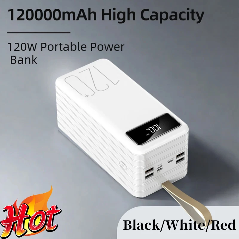 Banco de energía portátil de 120 W 120000 Batería externa del cargador Powerbank de carga súper rápida de alta capacidad mAh para IPhone Xiaomi Huawei