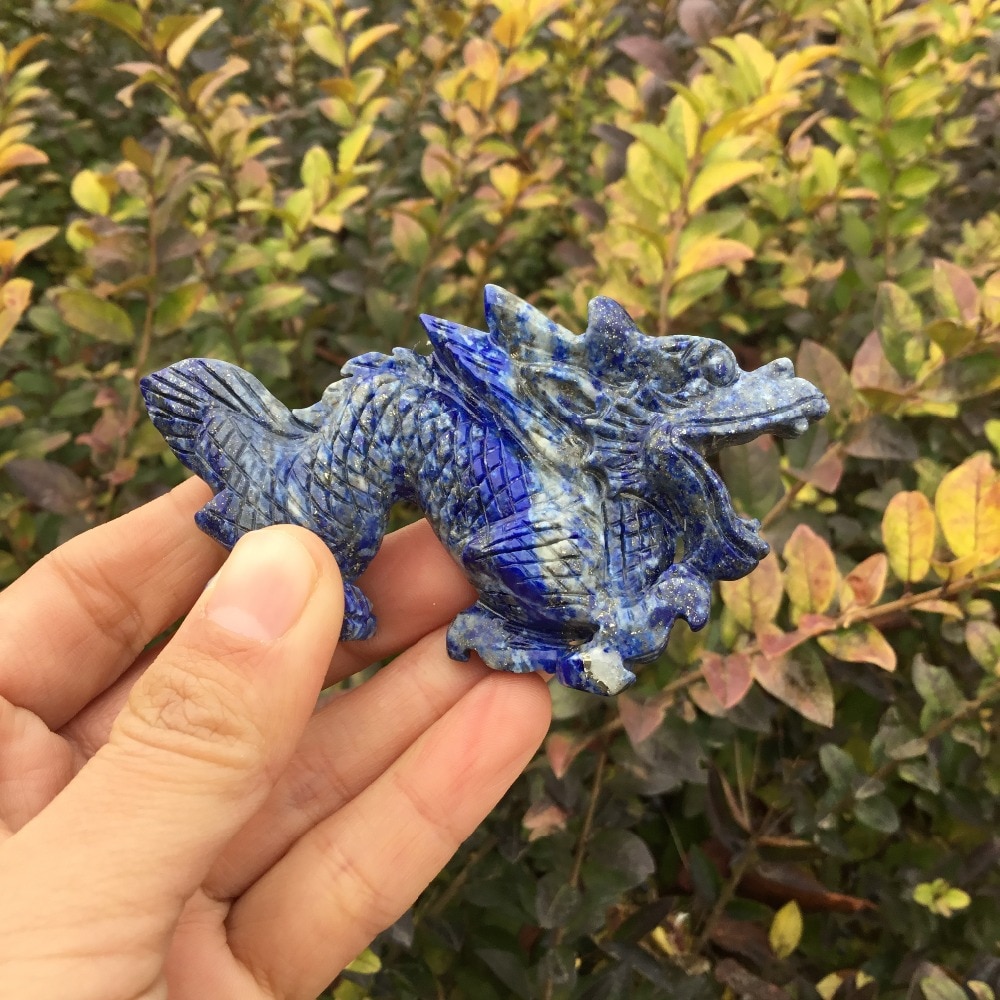 Natuurlijke rock hand gesneden dragon ornamenten lapis lazuli kristallen sculptuur