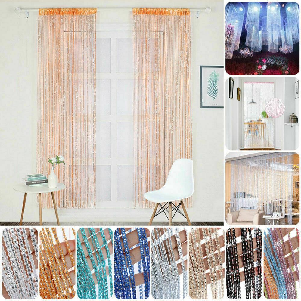 100 x 200cm hængende perlegardin snor dør vinduesgardiner kvast fluenet panel til køkken stue