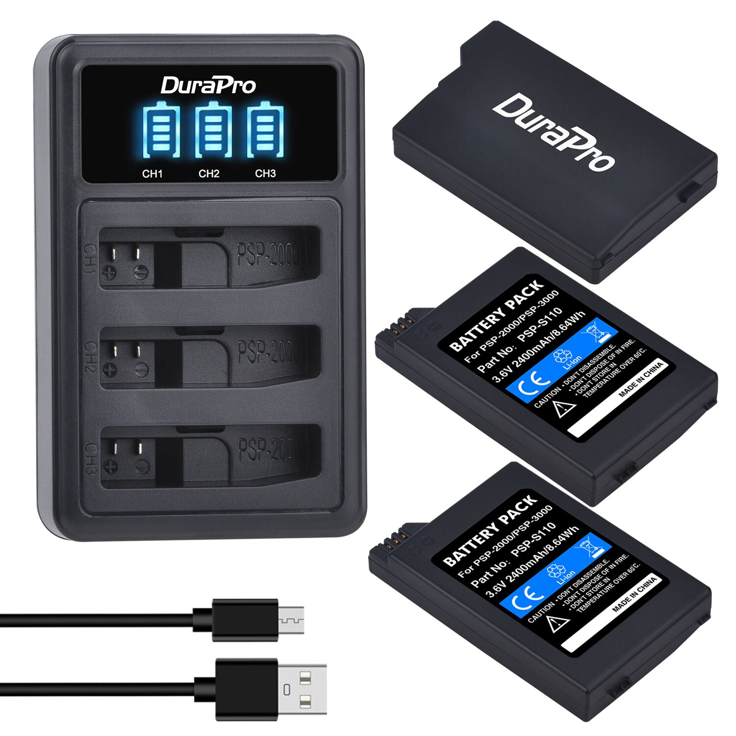 2400mAh PSP-2000 PSP-S110 bateria robić Sony PSP 2000, PSP 3000, PSP S110 kontroler: 3bateria 1ładowarka