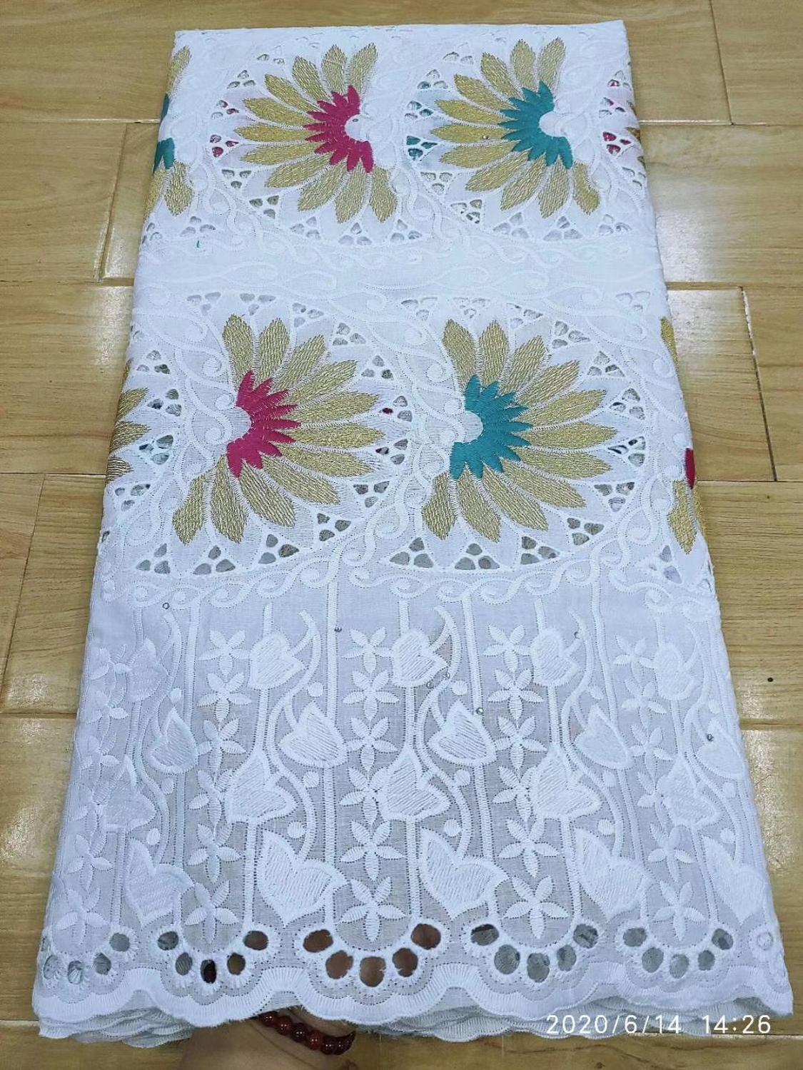 Tela de encaje suizo de 5 yardas, tejido de algodón de estilo africano, estilo Dubái popular de encaje de gasa suiza, bordado con cuentas pesadas,