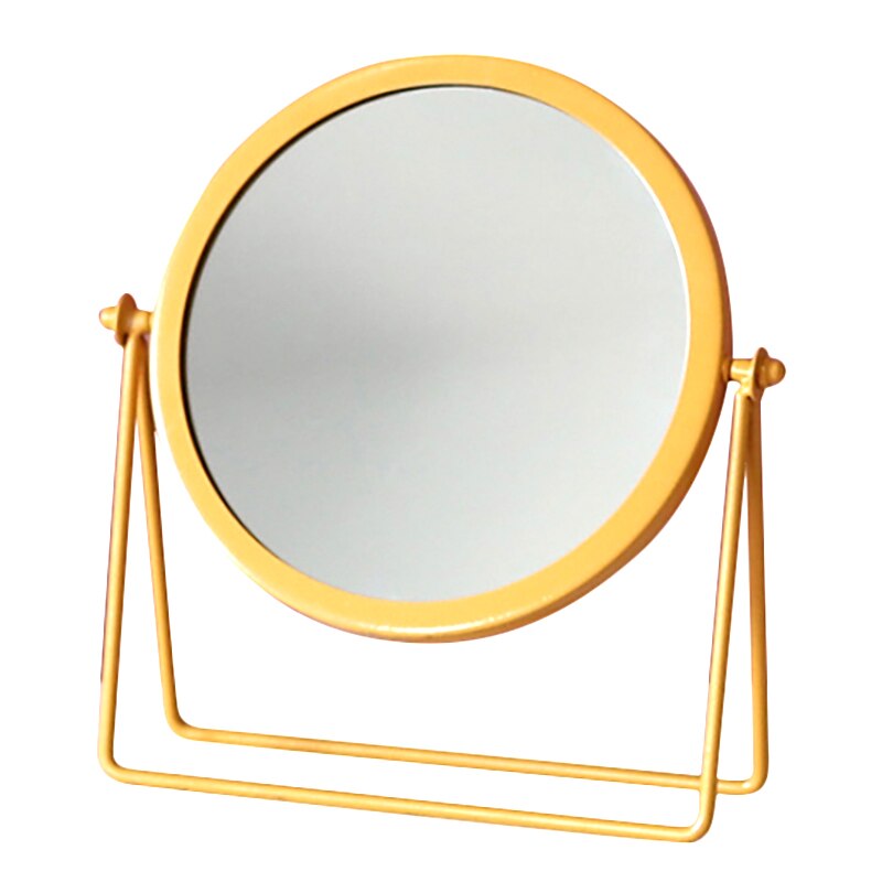 Light Luxury Retro European Metal Gold Home Desktop Geometry Mirror Makeup Mirror Dormitory Makeup Mirror: Red