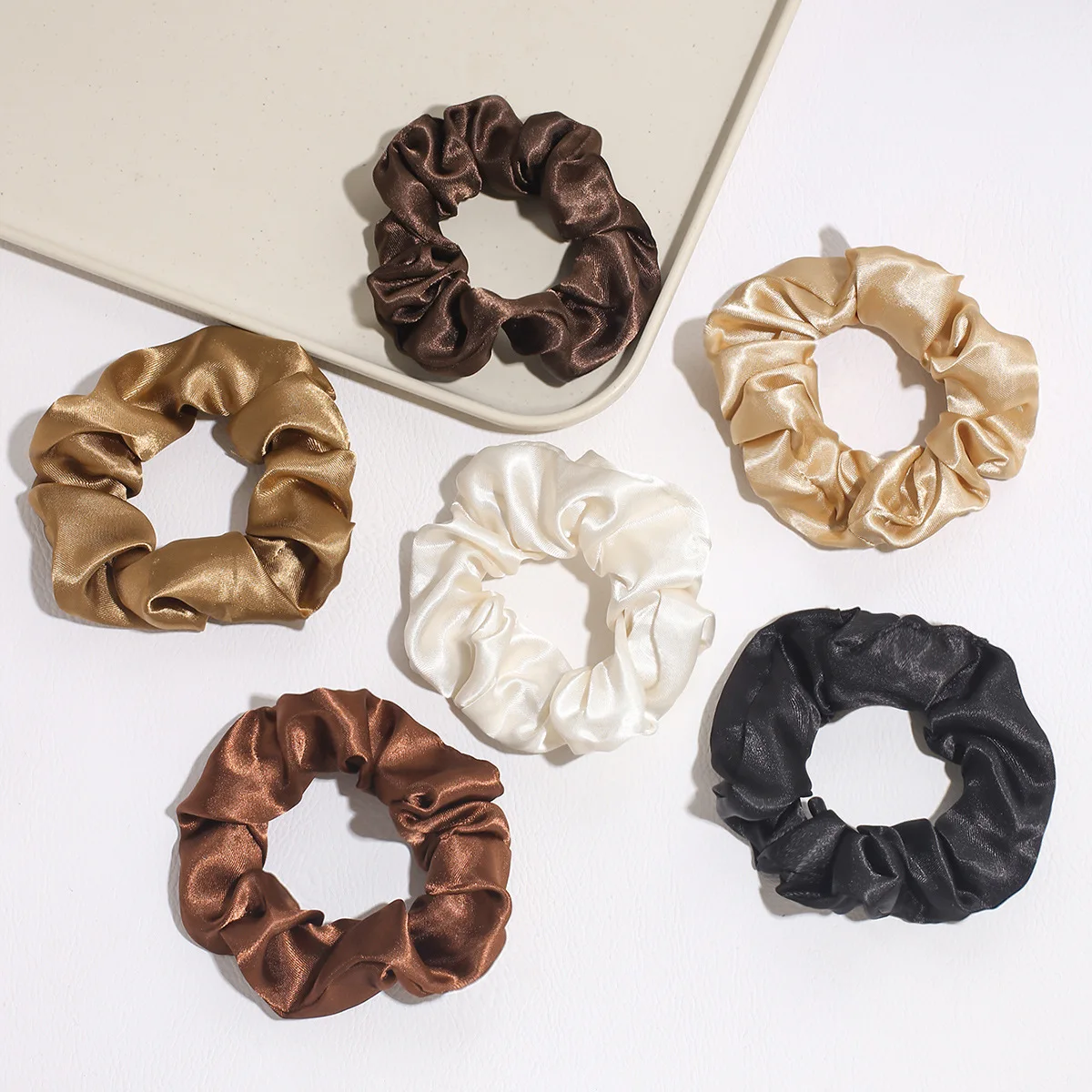 4/6 pçs de seda grandes scrunchies borracha laços de cabelo goma elásticos rabo de cavalo titular para mulheres meninas faixas de cabelo para mulher: Cinza claro