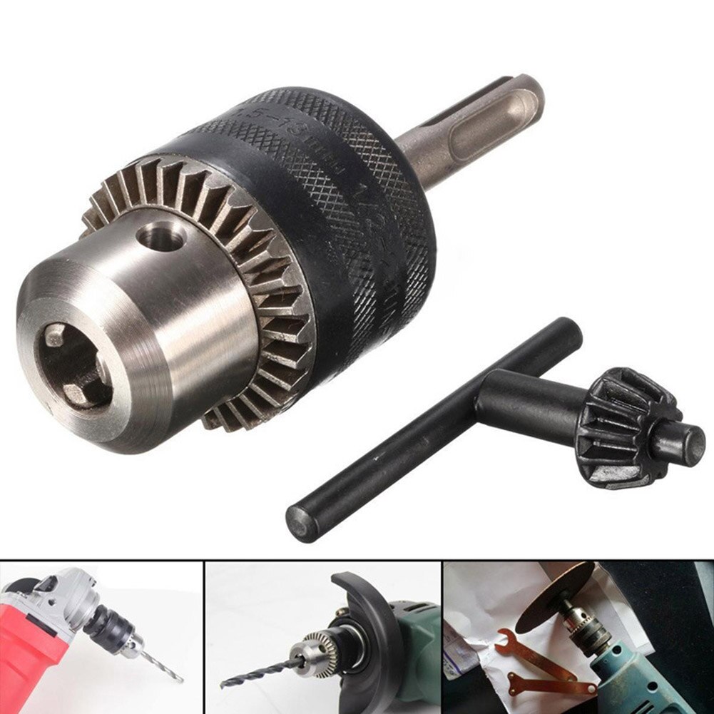 Drill Chuck Rotary Hammer Drill Chuck Tool+ Hex Shank Key +SDS Plus Shank for Household Metal Easily Handle Parts
