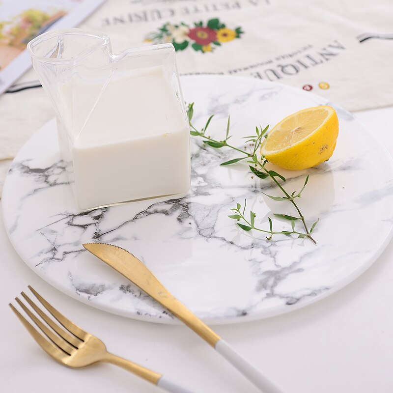 Assiette plate ronde en céramique, mariage marbre nordique, accessoires de raquette, assiette à sushi, petit déjeuner planche à découper p nourriture occidentale