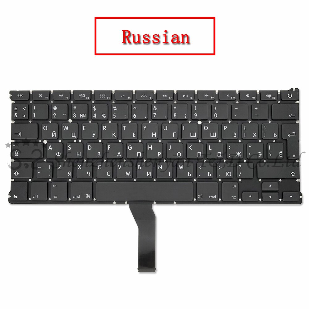 US UK Replacement Keyboard Russian Spain French German Russian Korean Layout for Macbook Air 13 &quot;A1369 A1466 Years: Russian