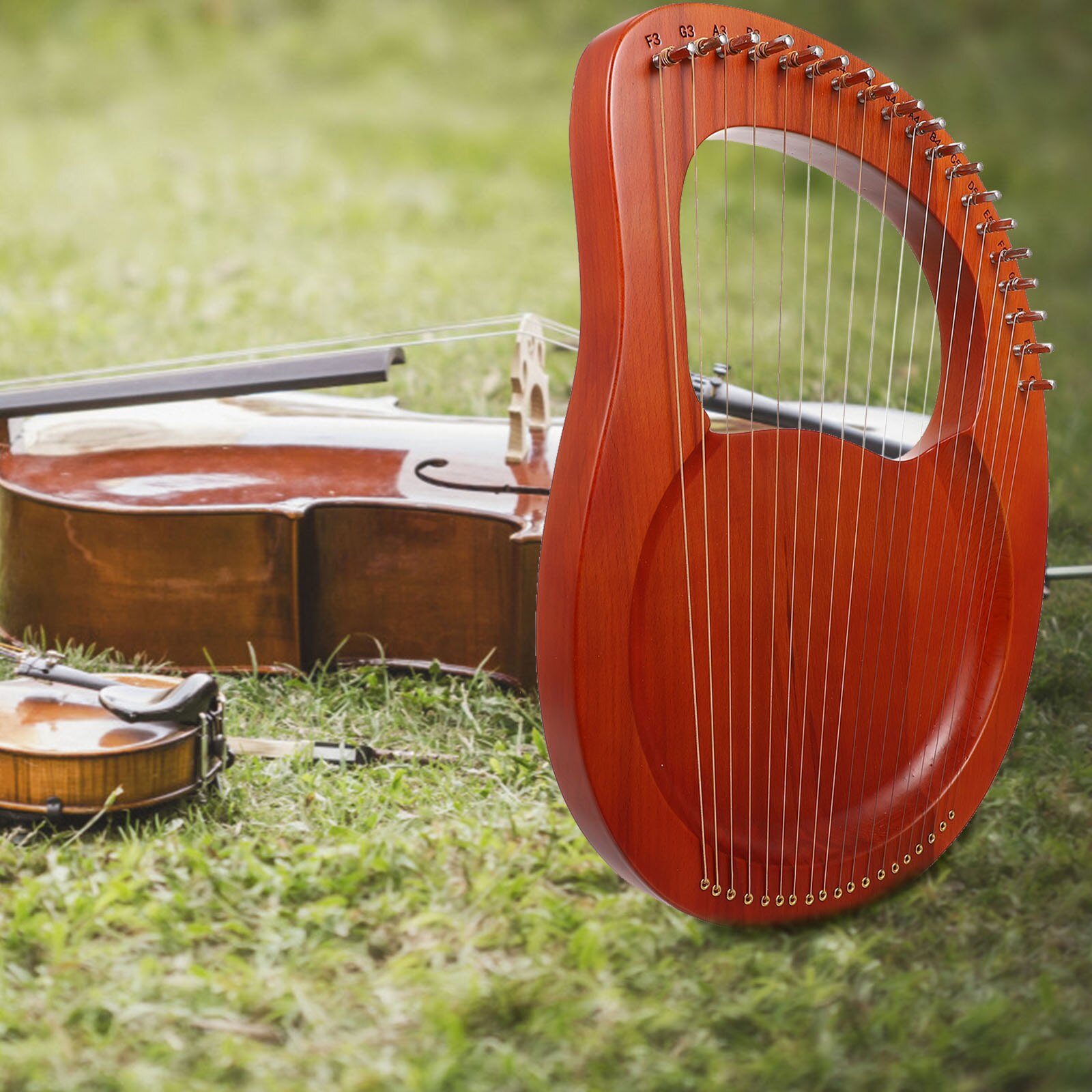 1 Set Van Houten Lier Harp Retro 19-String Lier Harp String Instrument (Hout Kleur)