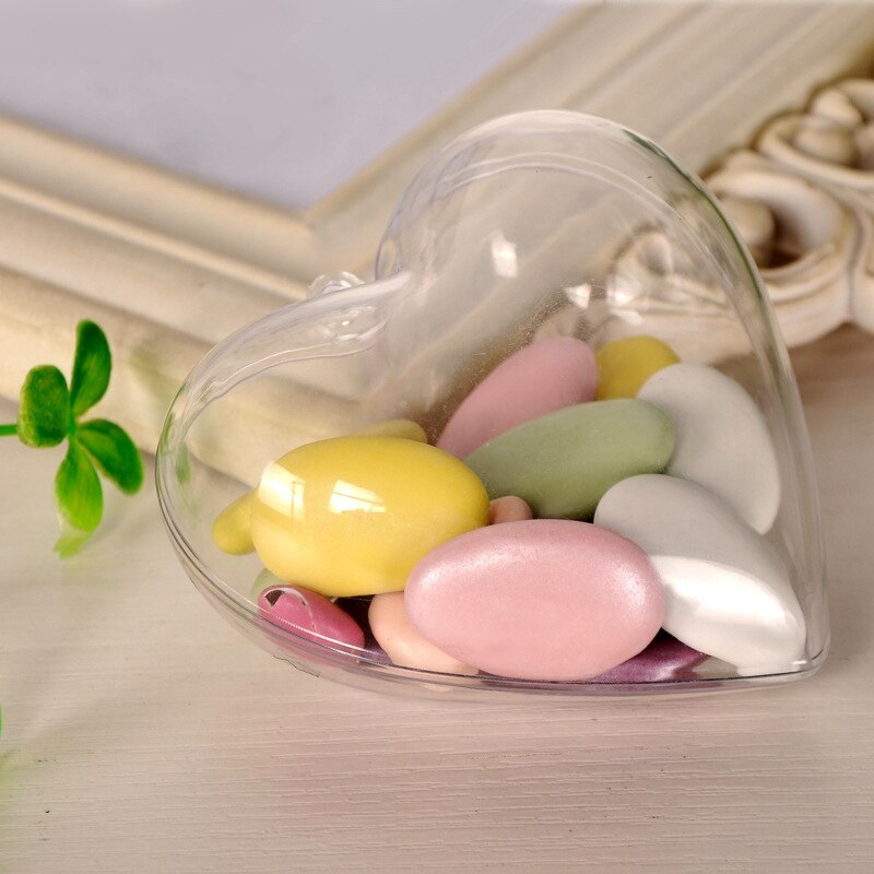 Boules en forme de cœur en plastique Transparent, 20 pièces, décor pour noël , bricolage maison