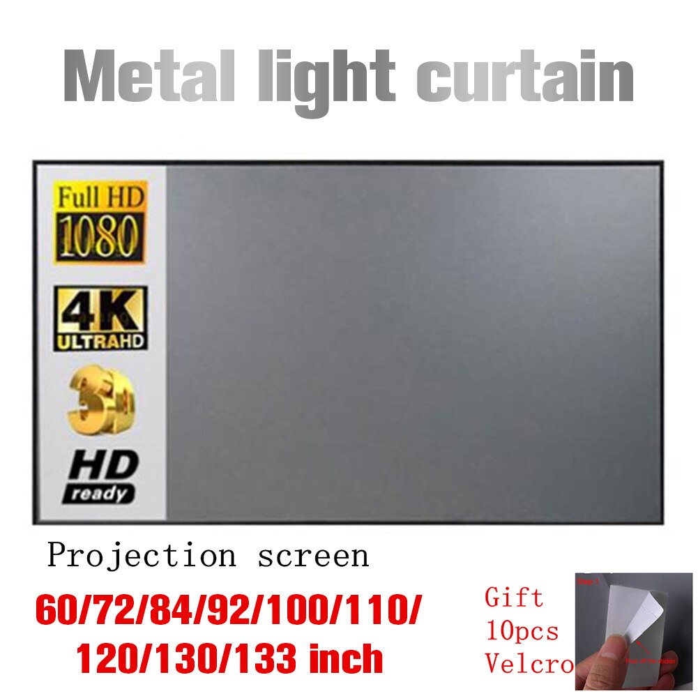 4k HD Foldable Projector Cloth 16:9 Home Theater Movie Screen Reflective Projection Curtain 60 100 130 inch for Espon BenQ XGIMI