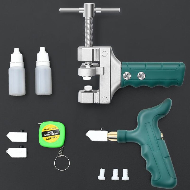 Hand Glass Cutter Tool, 2 in 1 handmatige glazen tegelsnijder handgereedschap set met 2 wolfraam stalen messen voor het snijden van brekend glas, spiegel, keramische tegels, geglazuurde tegels