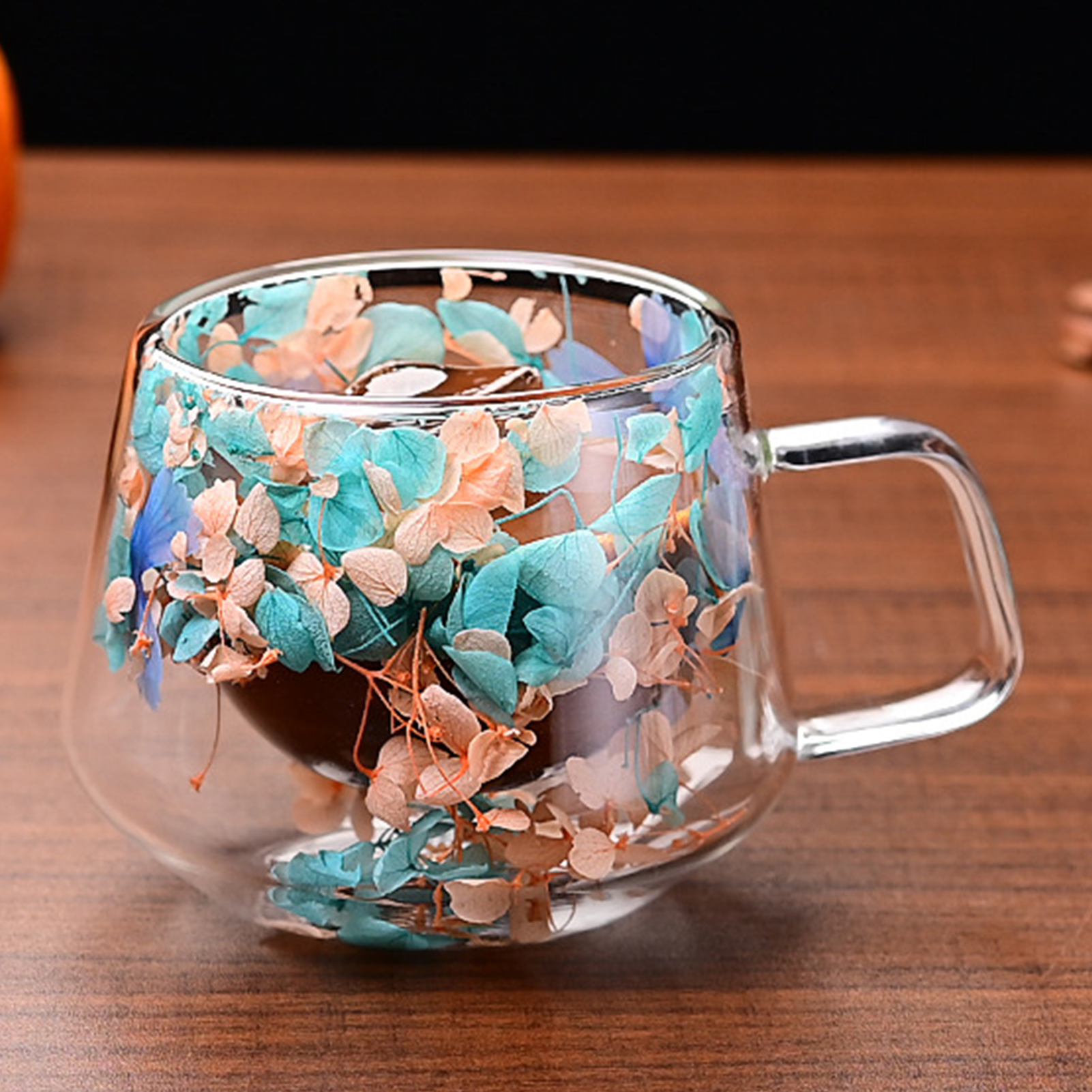 Dubbelwandige glazen koffiemok geïsoleerde bloem glazen espressokopje heldere melkbekers vulling gesimuleerde bloemen theekopje sap waterbeker