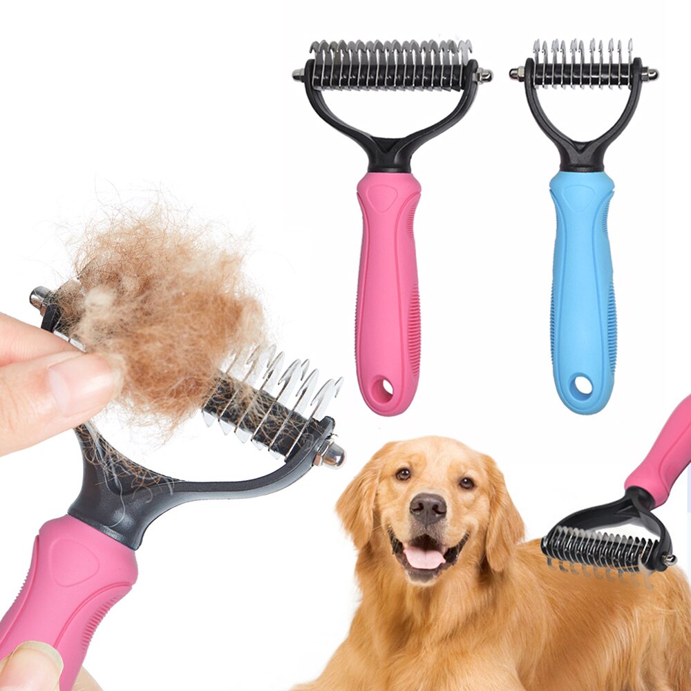 Huisdieren Ontharing Kam Knoop Cutter Borstel Dubbelzijdig Kat Hond Grooming Vergieten Hulpmiddel Lange Krullend Haar Cleaner Kam Huisdier grooming