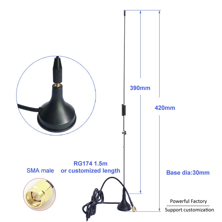 Externe 433 MHz saugnapf antenne hoch gewinnen 7dBi UT-106UV UV5R Auto 433Mhz walkie-Talkie antenne sma männlichen stecker 1 stücke