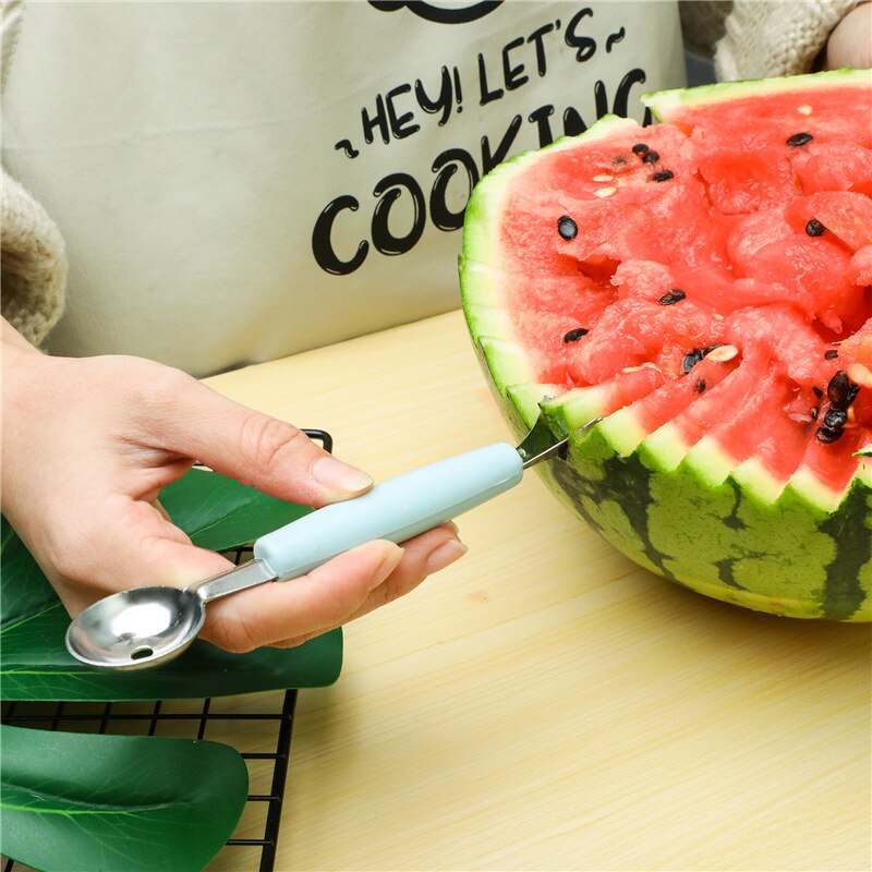 Cuchara de excavación de bolas de helado 2 en 1, herramienta de sandía, melón, fruta, tallado, Diy, surtido de platos fríos, accesorios de cocina, 1 ud.