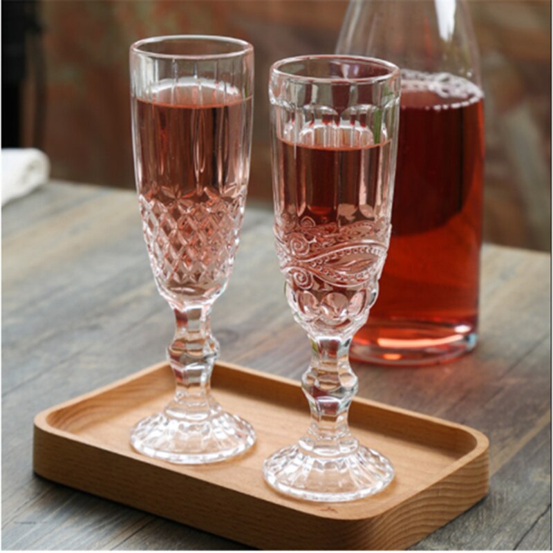 Copas de champán de cristal para boda copa de vino whisky copa de 5oz 7oz 9oz copa de cristal Retro europea en relieve sin plomo
