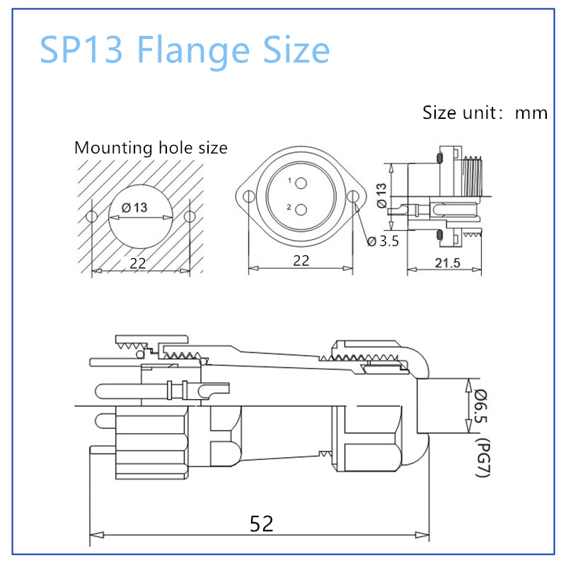 IP68 Aviation Plug SP13 1 2 3 4 5 6 7 Pin cable connectors Plug and socket Flange Type Waterproof connector DIY YOU