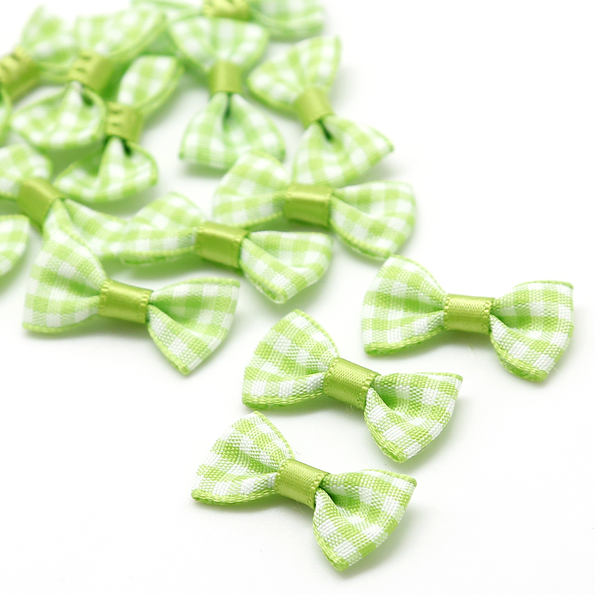 3X1.5cm mini kolorowe pled łuk satynowa wstążka kokardka dla DIY dziewczyna spinki i odzieży zdobienie rzemiosło akcesoria: lekki zielony