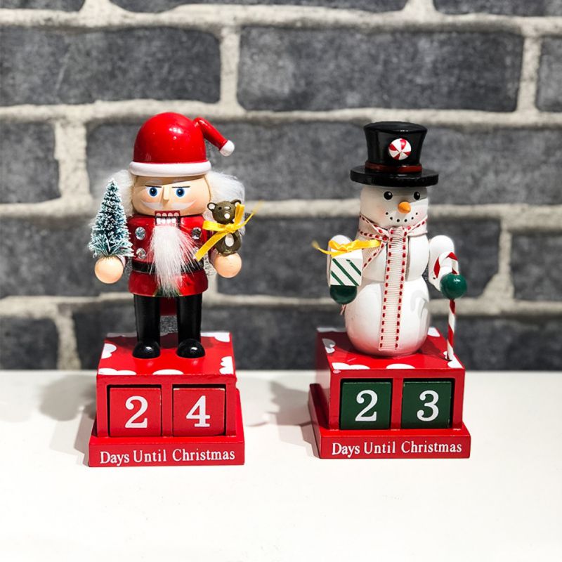 Snowman Shape Christmas Decoration Wooden Countdown Calendar Cute Cartoon Decoration Countdown calendar