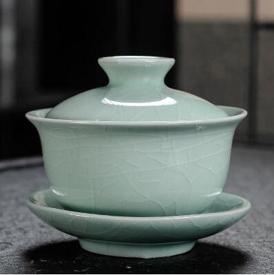 Dehua biała porcelana Gaiwan duży ceramiczny niebieski i biały Sancai przykrywka do filiżanki pojedyncza filiżanka Jingdezhen zestaw do parzenia herbaty: 10