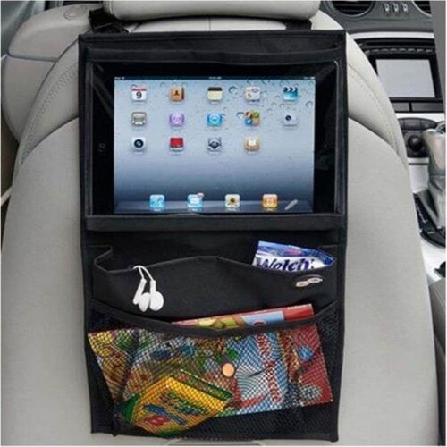 Soporte de tableta para el asiento trasero del coche, práctico bolso para regulador de artículos con bolsillos