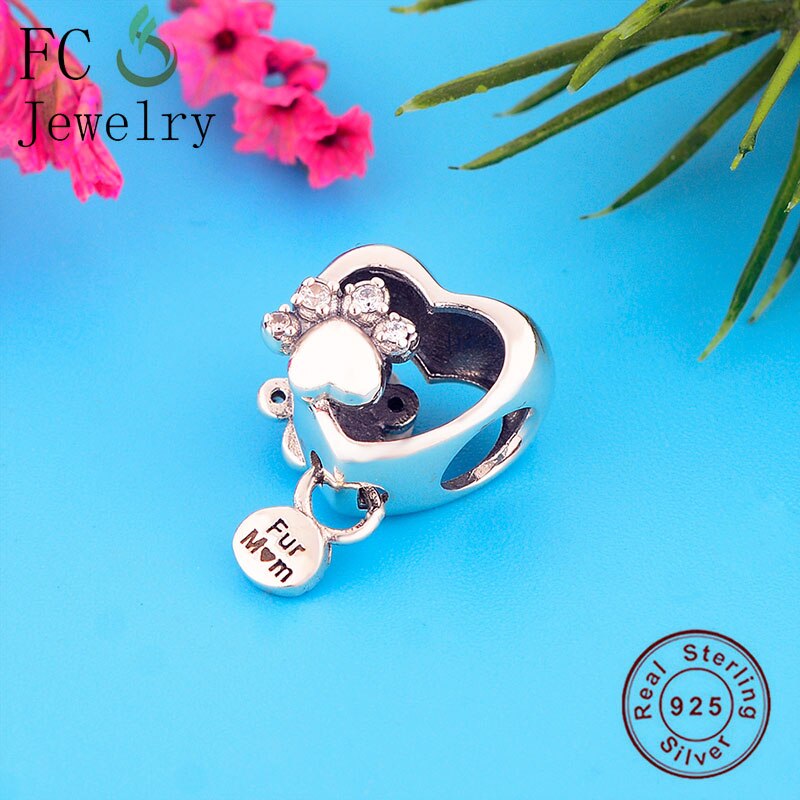 FC Monili Adatti Originale di Marca del Braccialetto di Fascino 925 di Pelliccia D'argento Mamma Del Cuore di Amore Del Cane Zampa Zircone Bead Per Fare Delle Donne berloque 2020