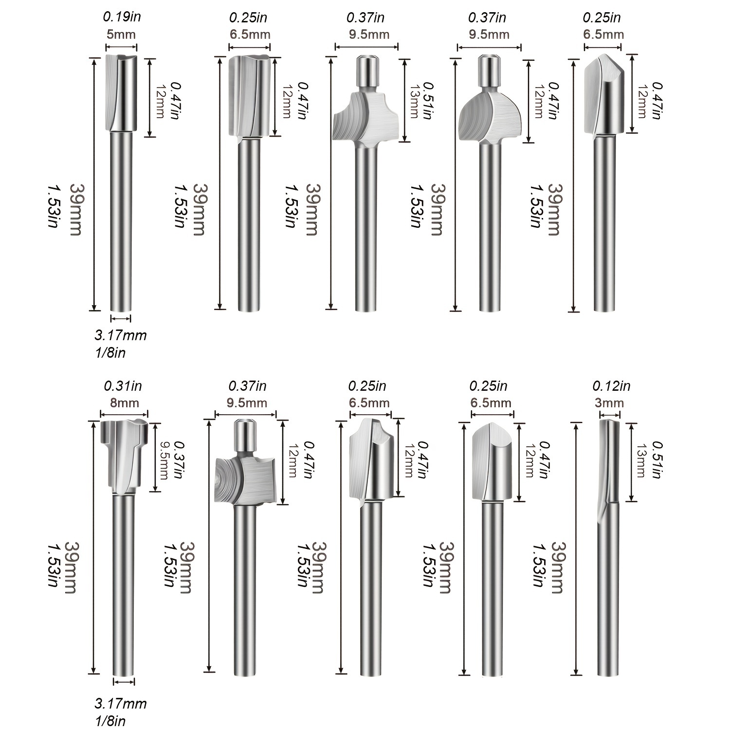 Houtbewerking Router Bit HSS Frezen Cuuter voor Dremel Rotary Gereedschap DIY Hout Carbide Carving Graveren Trimmen Boren Timmerwerk